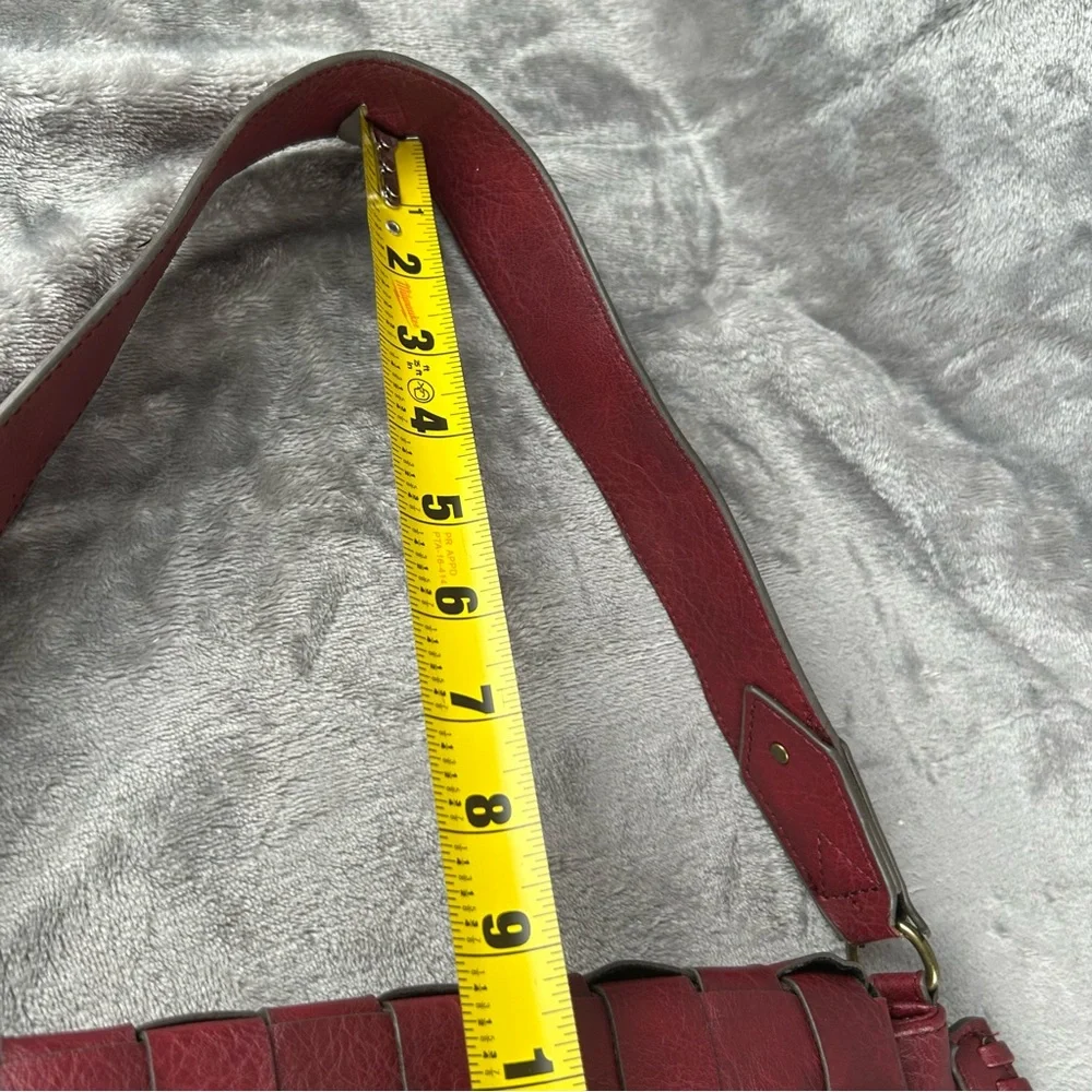 Y2K Style Red‎ Vegan Leather Shoulder Bag Woven Front Braided Seam Hobo Style